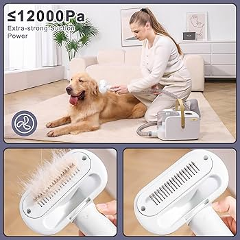 ITBABY 2.5L Dog Grooming Kit Pet Grooming Kit & Vacuum Suction 99% Pet Hair Groomer Professional Grooming Clippers with 8 Proven Grooming Tools for Dogs Cats Quiet Pet Vacuum Groomer (White)